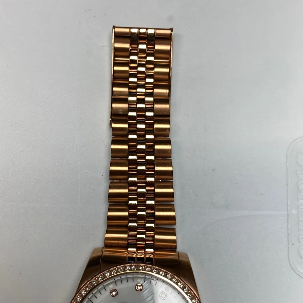 Mathey Tissot H709 rose gold tone, white textured dial, new battery, stainless
